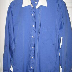 Blue & White Contrast Color Winchester Dress Shirt Men's Large Gordon Gekko